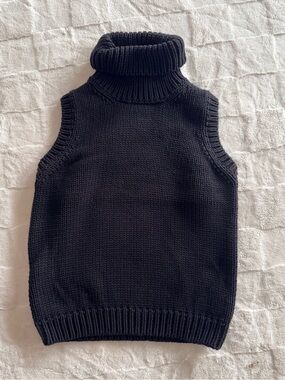 Lauren Ralph Lauren Black Sleeveless Turtleneck Sweater Vest